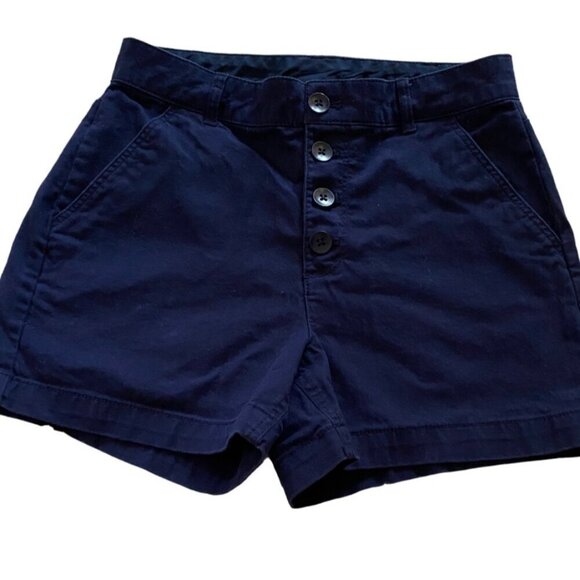 Old Navy High Rise Button Up Navy Blue Shorts Size 4 - Picture 1 of 5